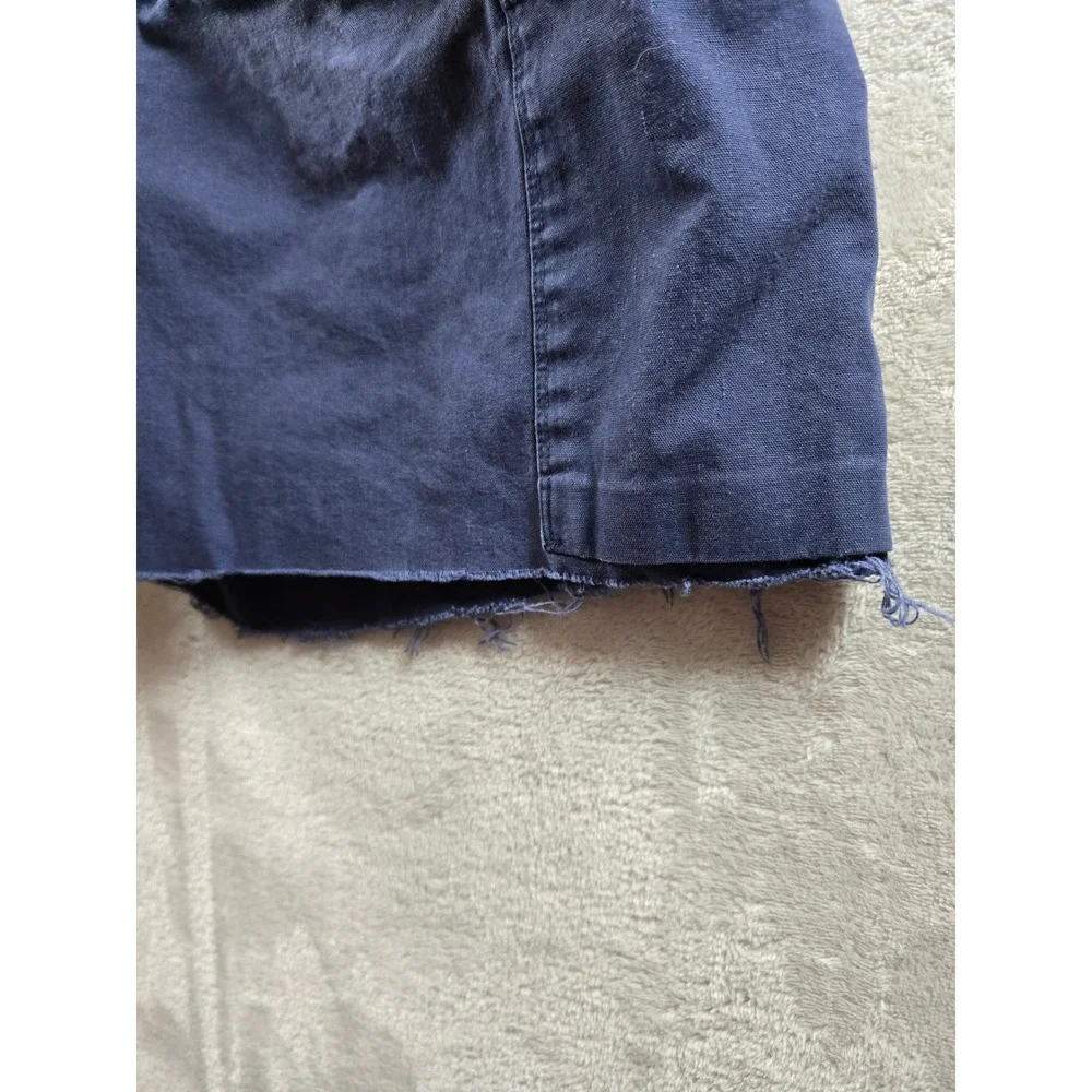Vintage Nike Cargo Shorts Mens L Blue Raw Hem Elastic Waist Drawstring Y2K *Read